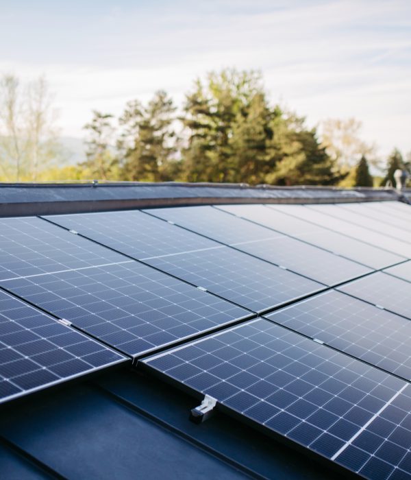 Close up of solar panels installed on the roof.